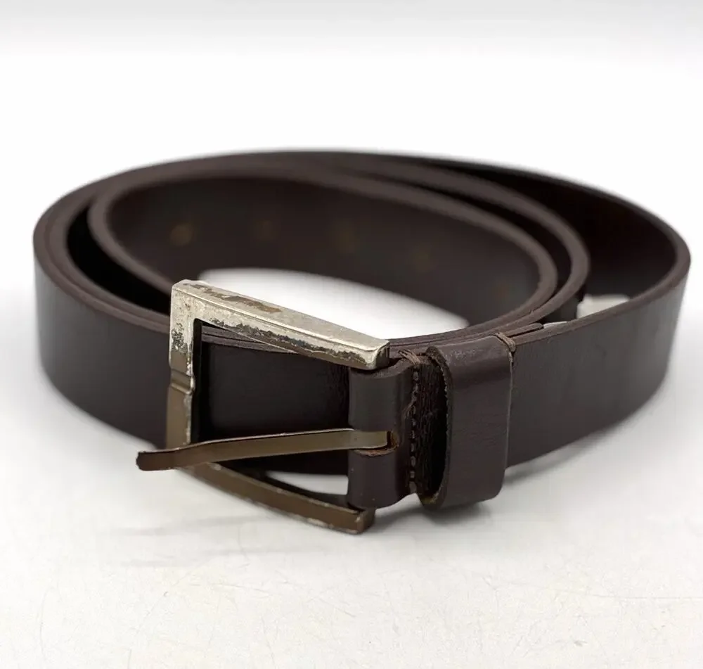 Kenneth Cole Men’s Brown Leather Belt Size 42 Made Argentina Silver Buckle